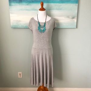 Weston Wear Knit Dress Open Back Gray Boatneck